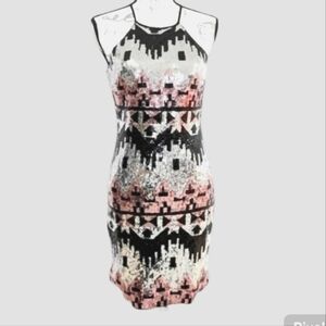 My Michelle Womens  Sequin Geometric Pattern Dress - Size 7
